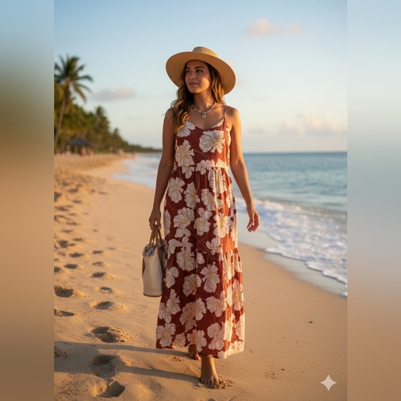 GAP Dresses & Skirts - GAP Floral Maxi Dress in Red and Cream